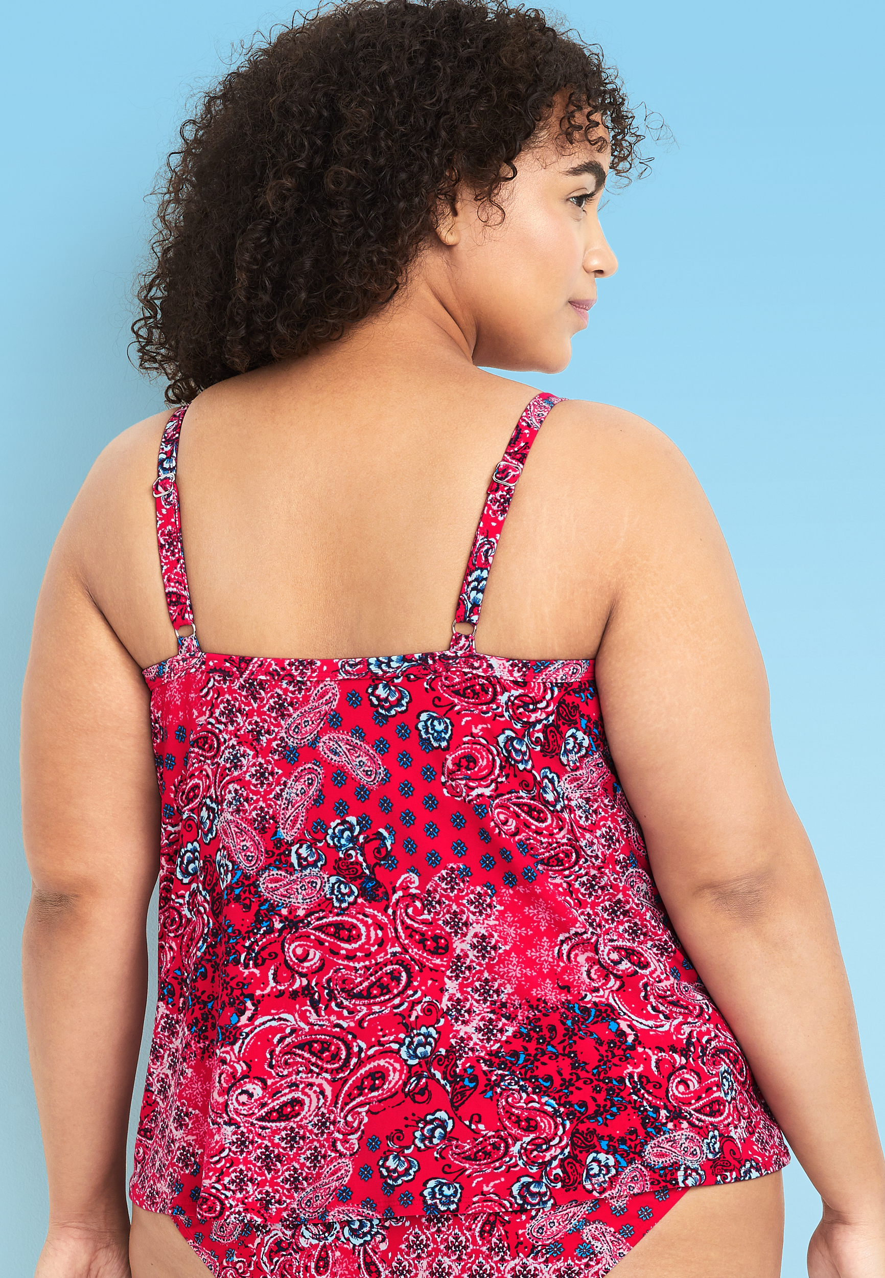 Hanky Hem Tankini Swim Top, , large