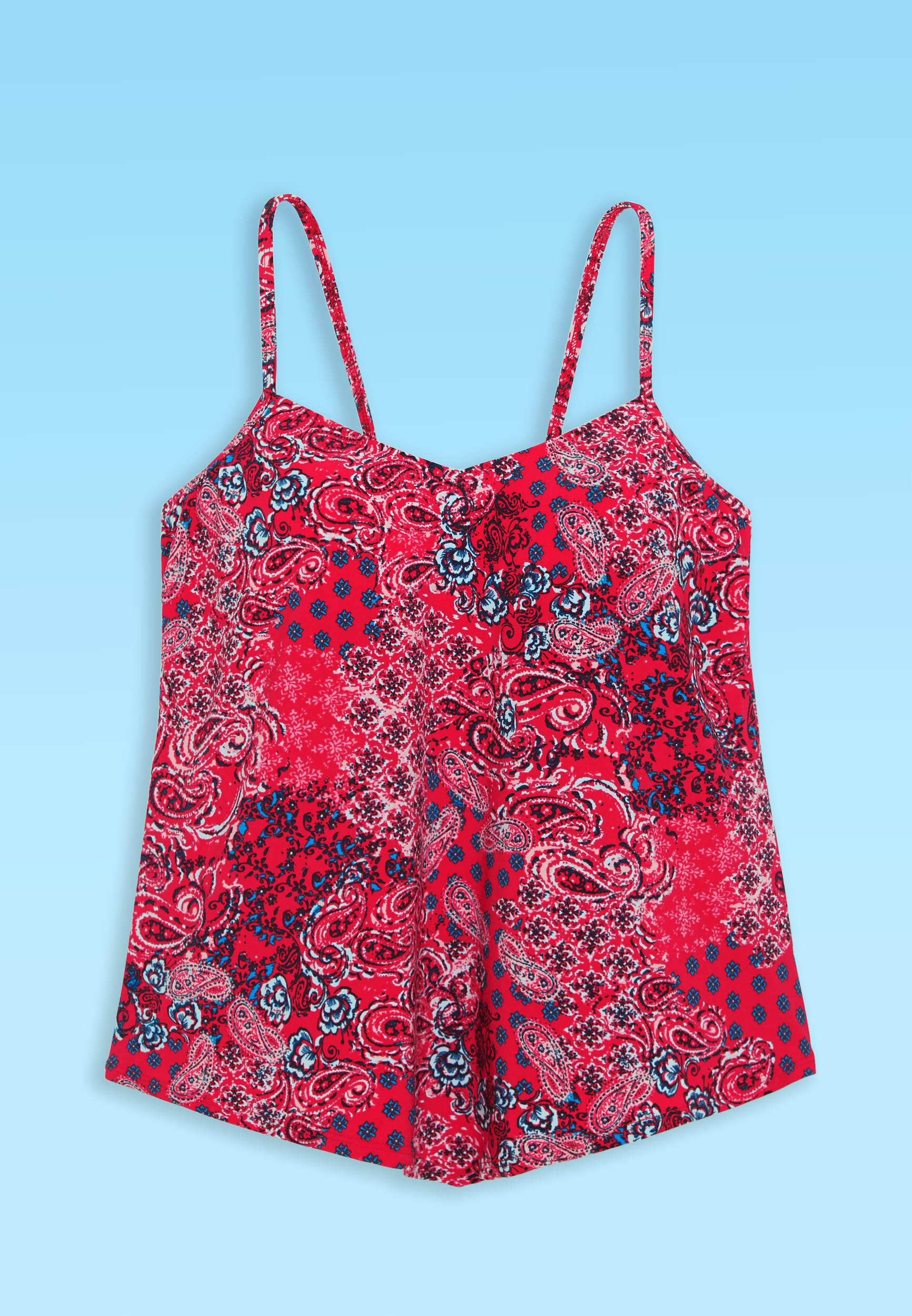 Hanky Hem Tankini Swim Top, , large