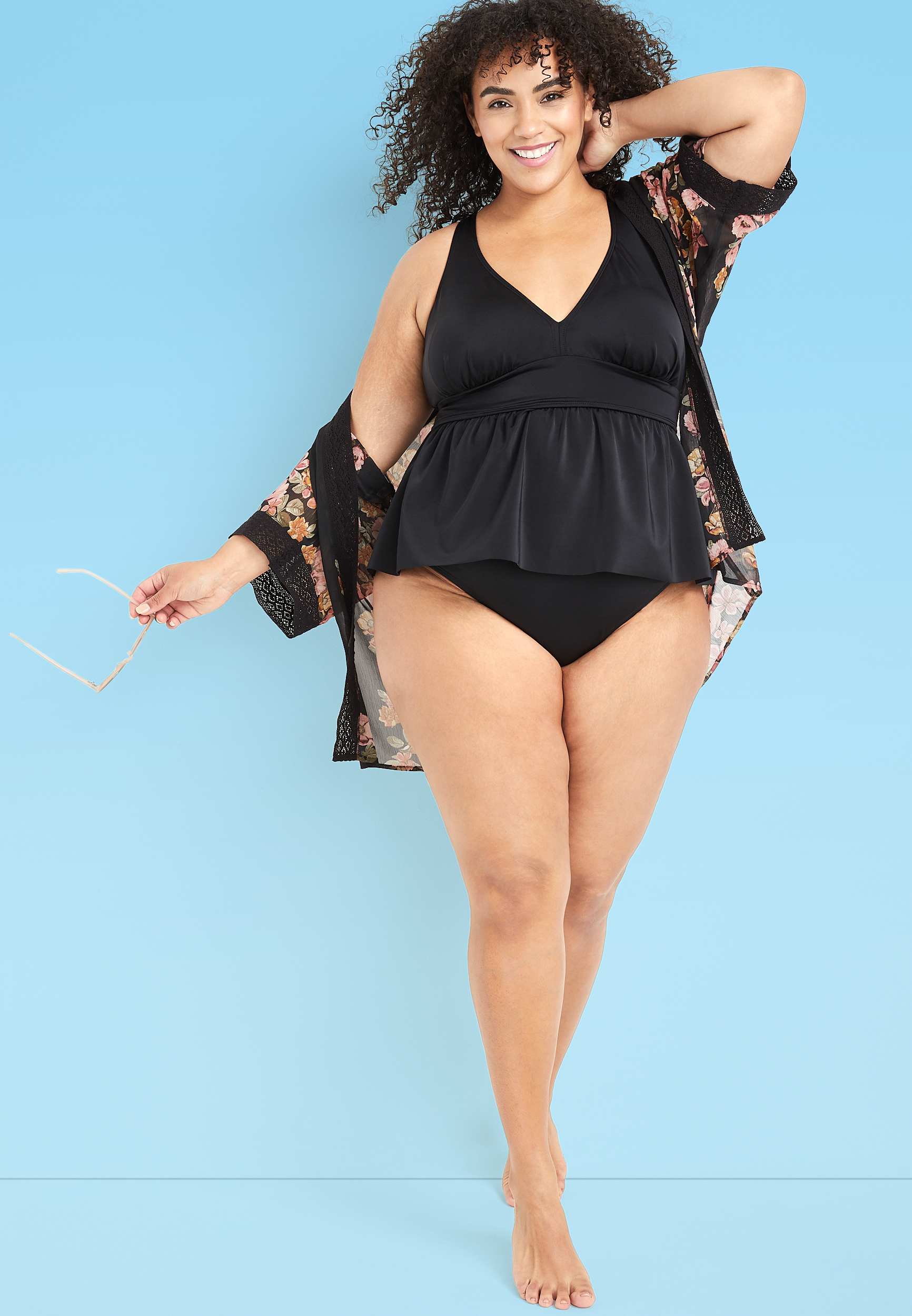 HFS American Beach™ Peplum Tankini Top