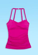 Ruched Twist Front Tankini Swim Top, , small