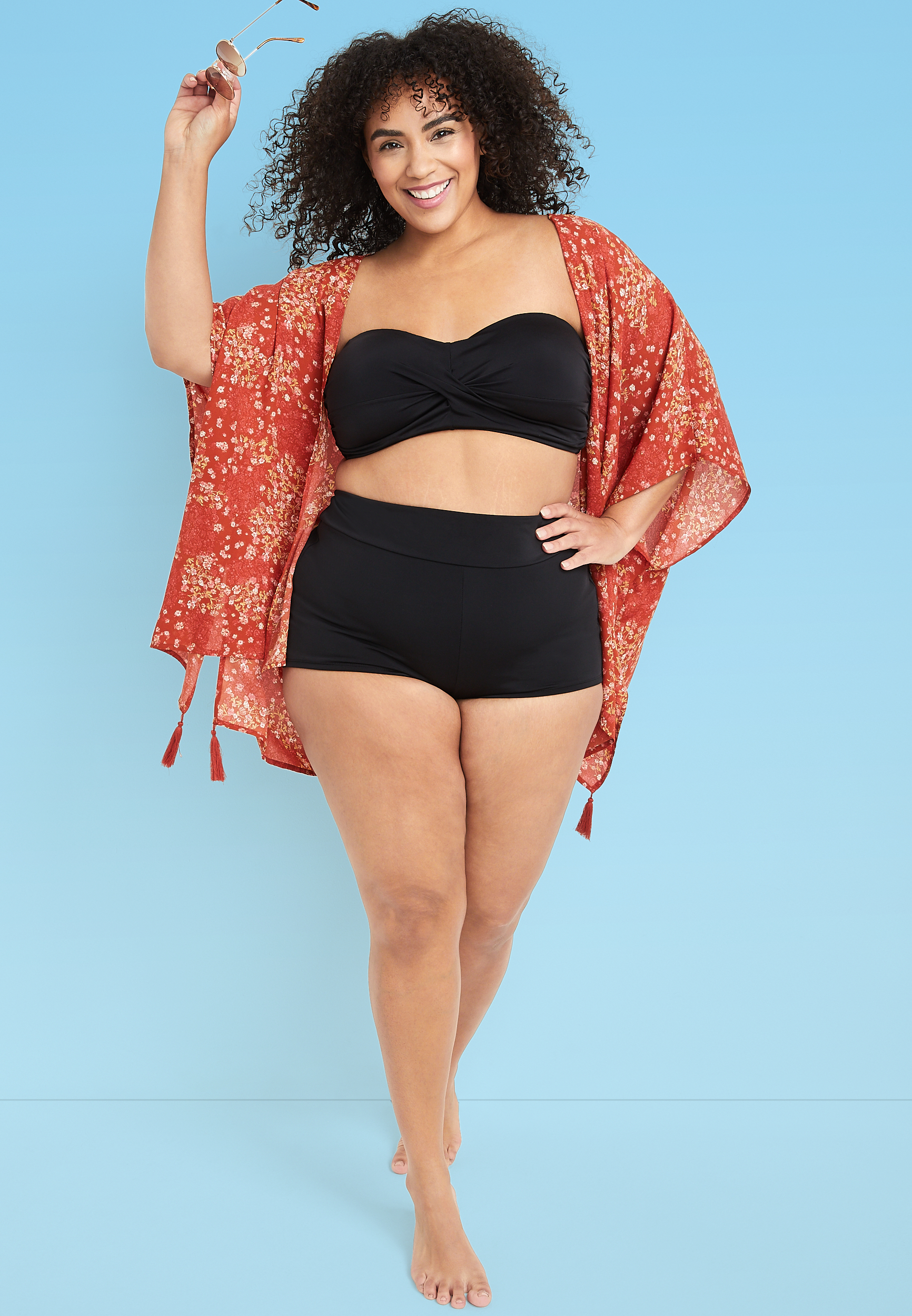 HFS American Beach&trade; Black Banded High Waisted Boyshort, C106, large