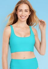 Scoop Neck Longline Bikini Swim Top, C4071, small