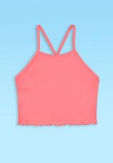 High Neck Bikini Swim Top, CORAL, small