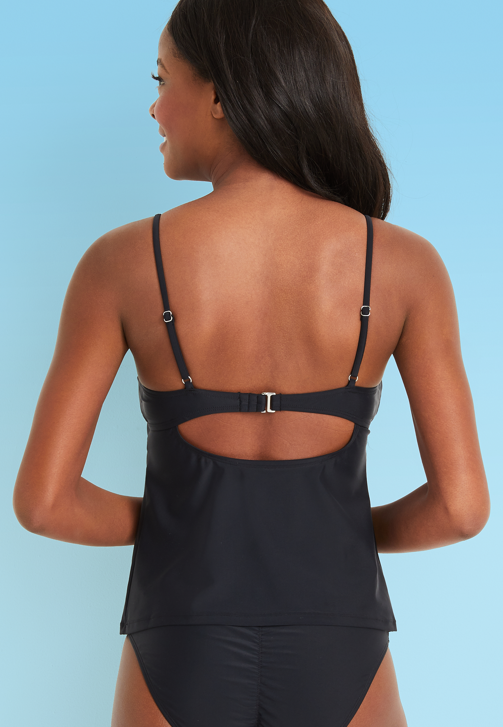 Cinched Front Tankini Swim Top, C106, large