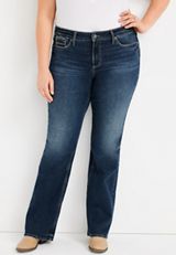 Plus Size Silver Jeans Co.&reg; Suki Bootcut Curvy Mid Rise Jean, DARK SANDBLAST, small