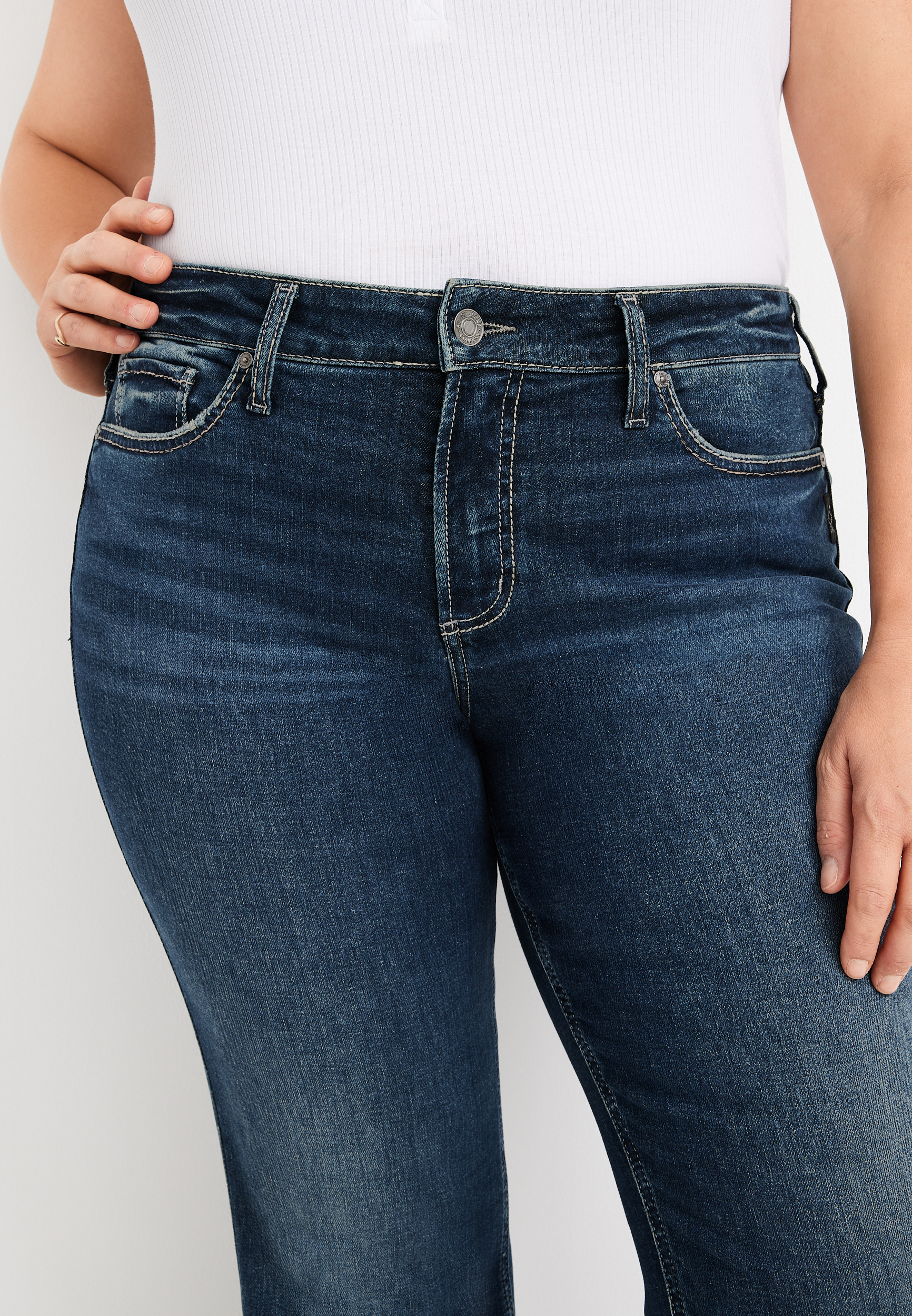 Plus Size Silver Jeans Co.&reg; Suki Bootcut Curvy Mid Rise Jean, DARK SANDBLAST, large