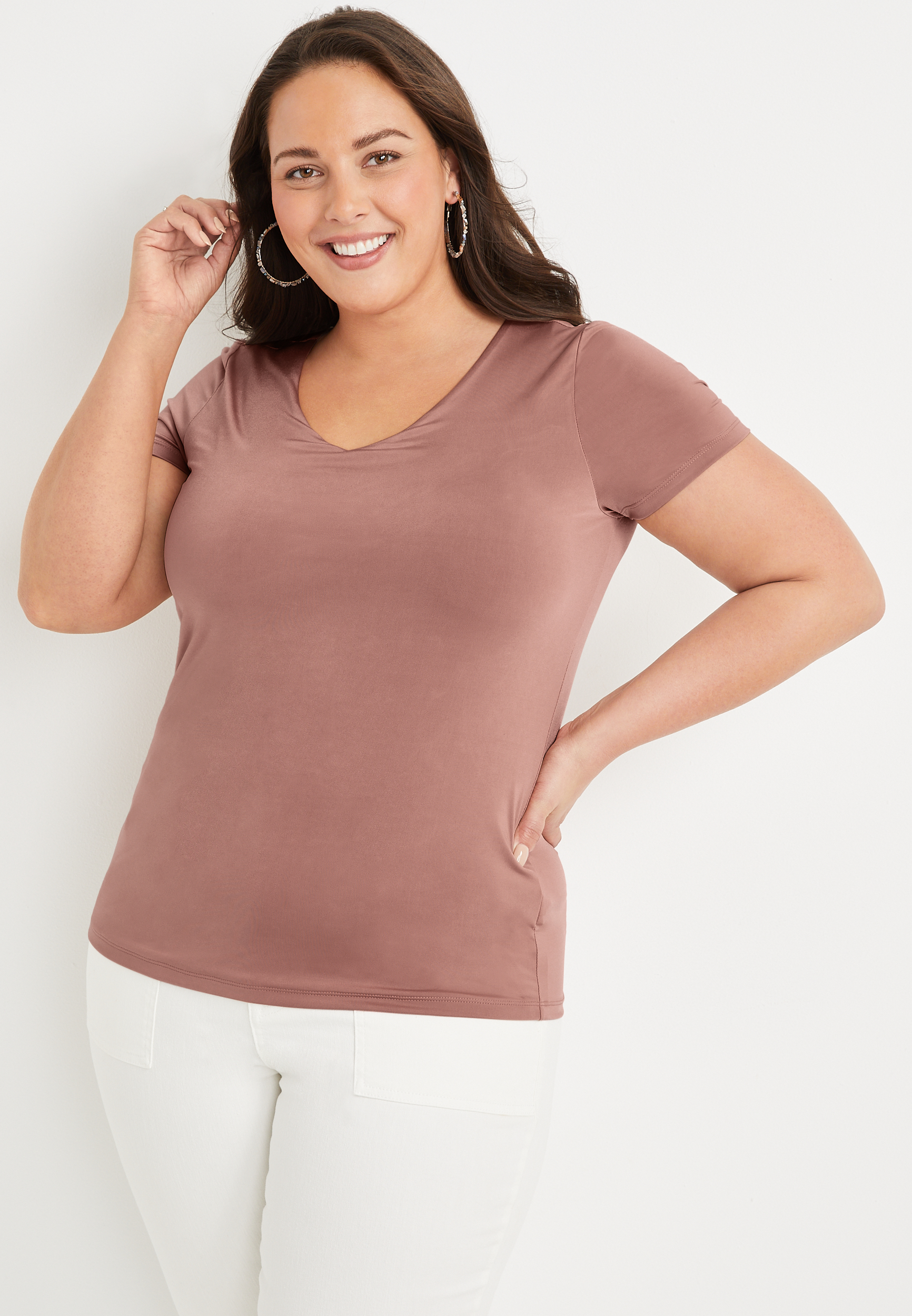 Plus Size edgely™ V Neck Short Sleeve Tee maurices