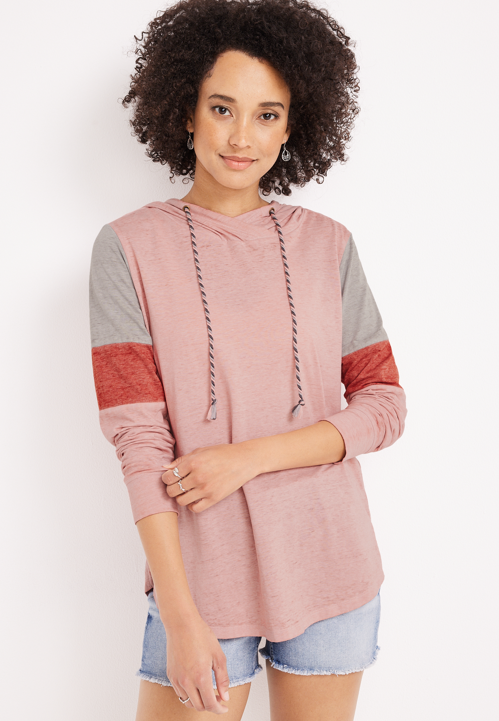 Pink Colorblock Hoodie maurices