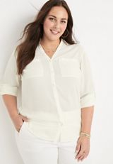 Plus Size Winona Button Down Blouse, C4673, small