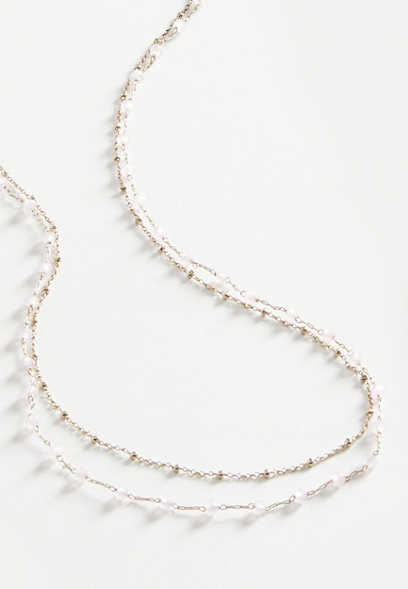 Pink Beaded Layered Necklace