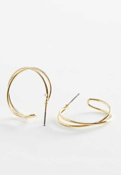 14k Gold Plated Twist Hoop Earrings