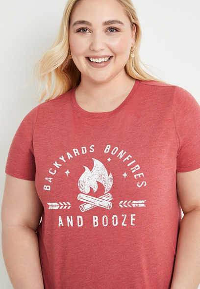Plus Size Backyards Bonfires And Booze Graphic Tee