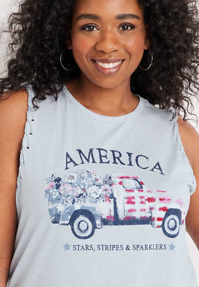 Plus Size Americana Truck Graphic Tank