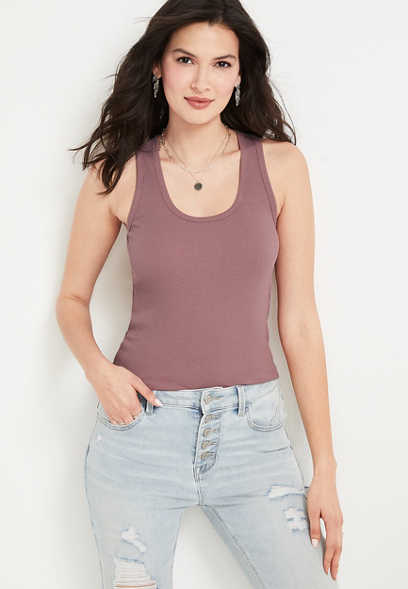 Solid Baby Ribbed Scoop Neck Tank