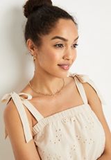 Eyelet Tie Strap Peplum Tank Top, STORMY BLUSH, small