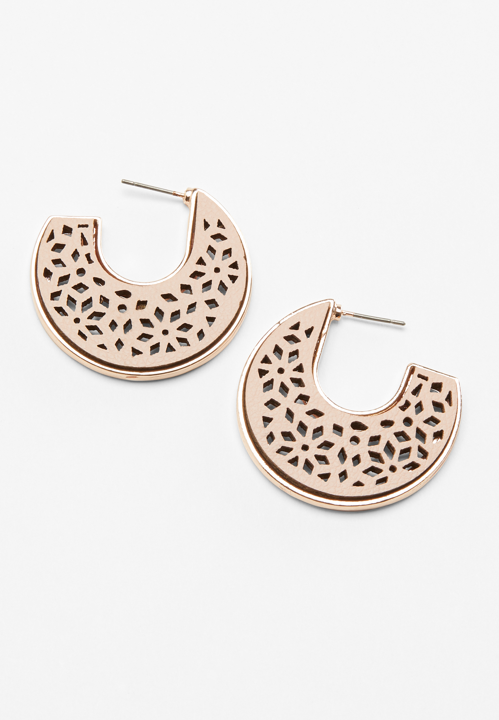 Pink Faux Leather Hoop Earrings maurices