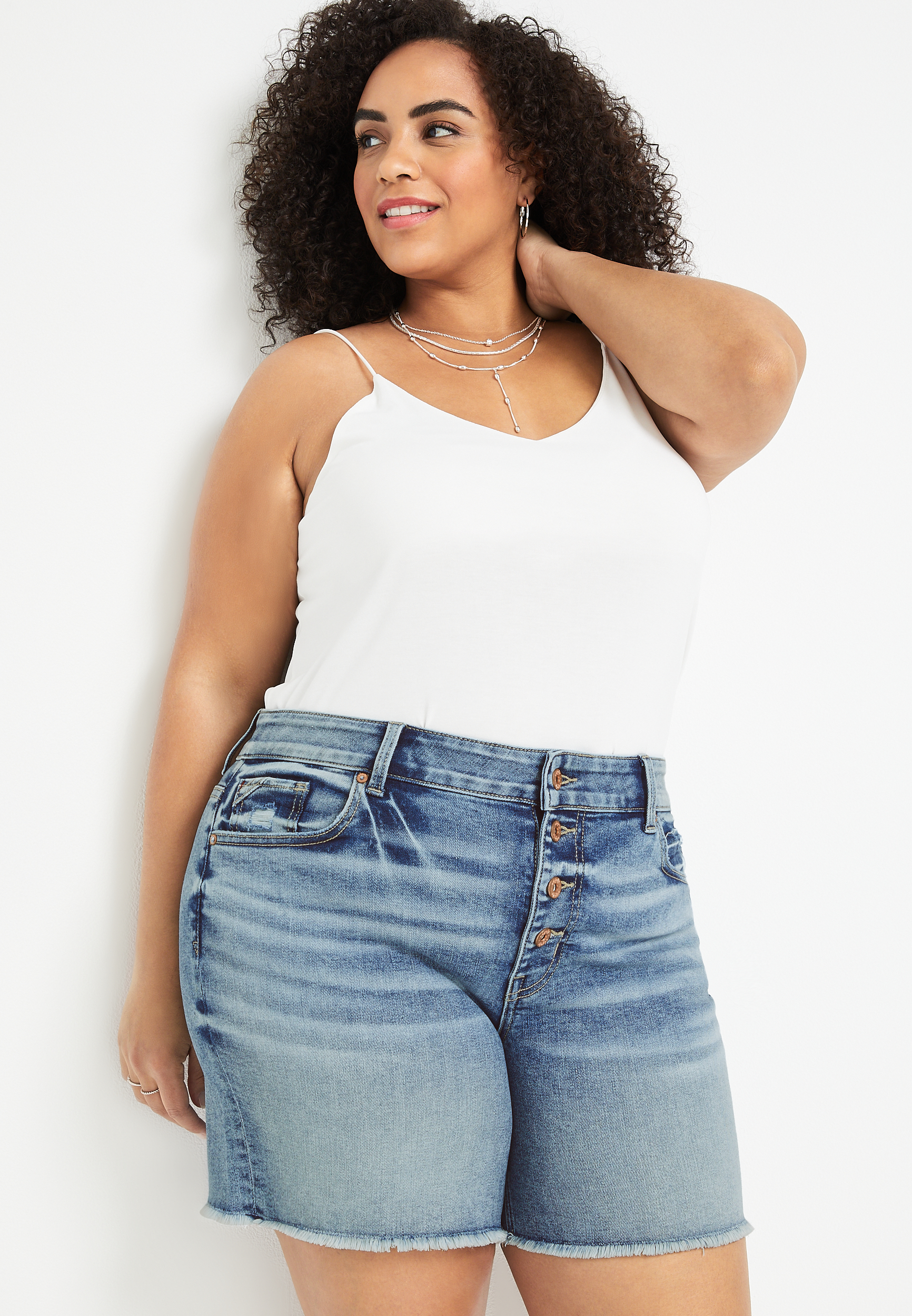 Plus Size Edgely High Rise Frayed 6in Short Maurices