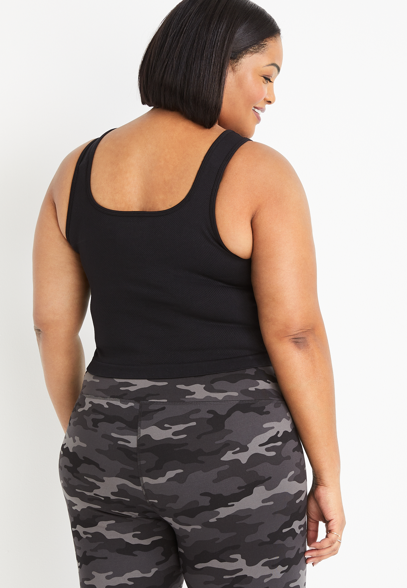 Plus Size Seamless Solid Cropped Tank Top, C106, large