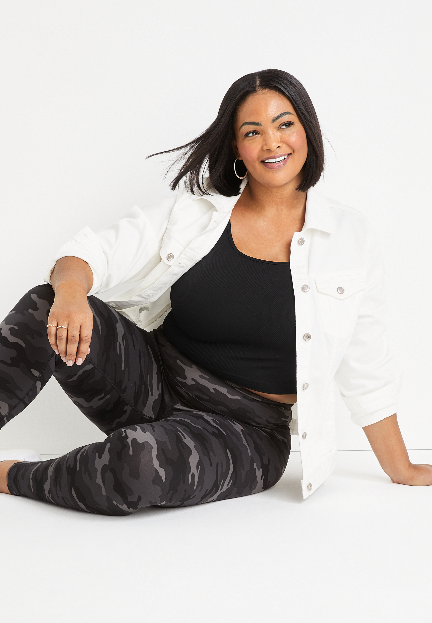 Plus Size Seamless Solid Cropped Tank Top, C106, large