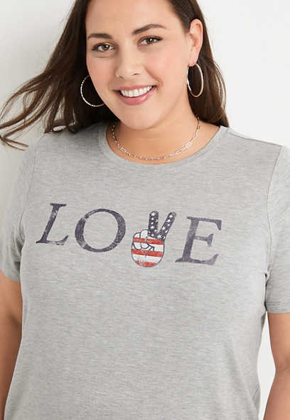 Plus Size Love Peace Graphic Tee
