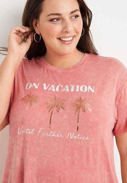 Plus Size On Vacation Graphic Tee