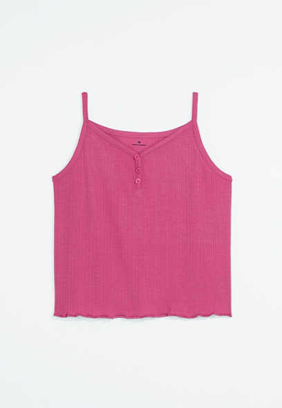 Girls Solid Henley Ribbed Cami