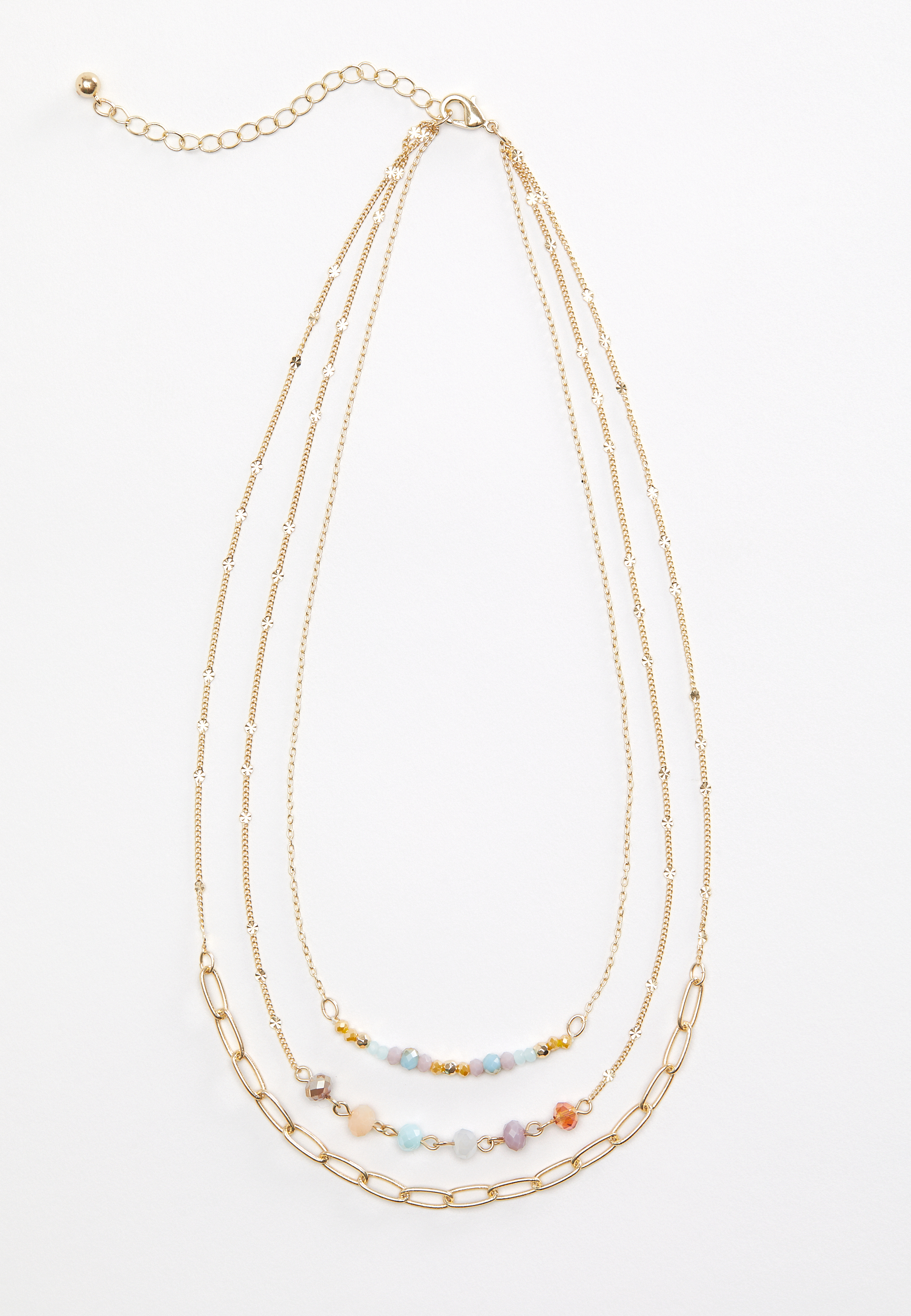 Multicolor Beaded Layered Necklace, , large