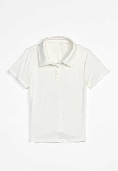 Girls Short Sleeve Cropped Polo Tee