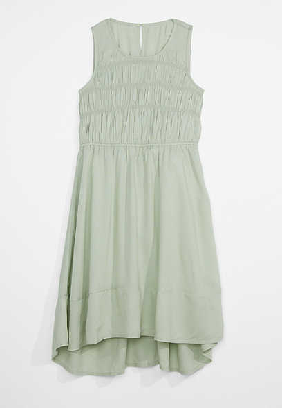 Girls Cinched Tiered Sleeveless Dress