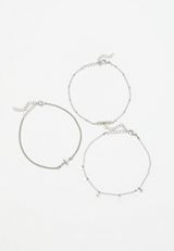 3 Pack Silver Cross Anklets, SILVER, small