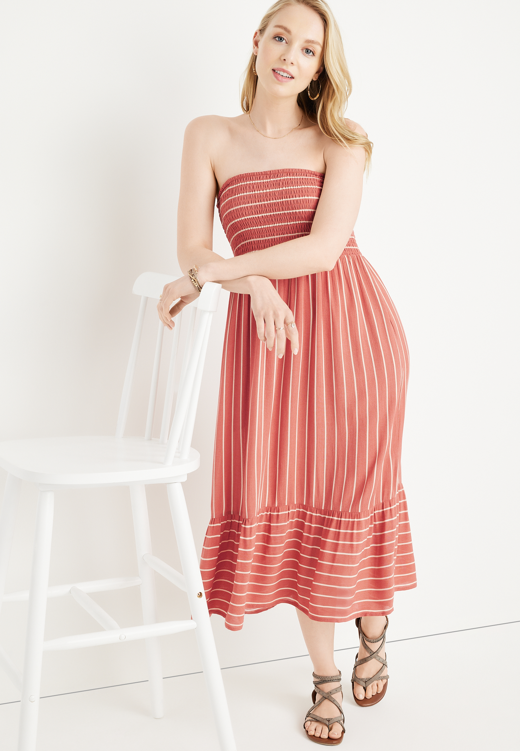 Striped Convertible Midi Dress, C2470, large