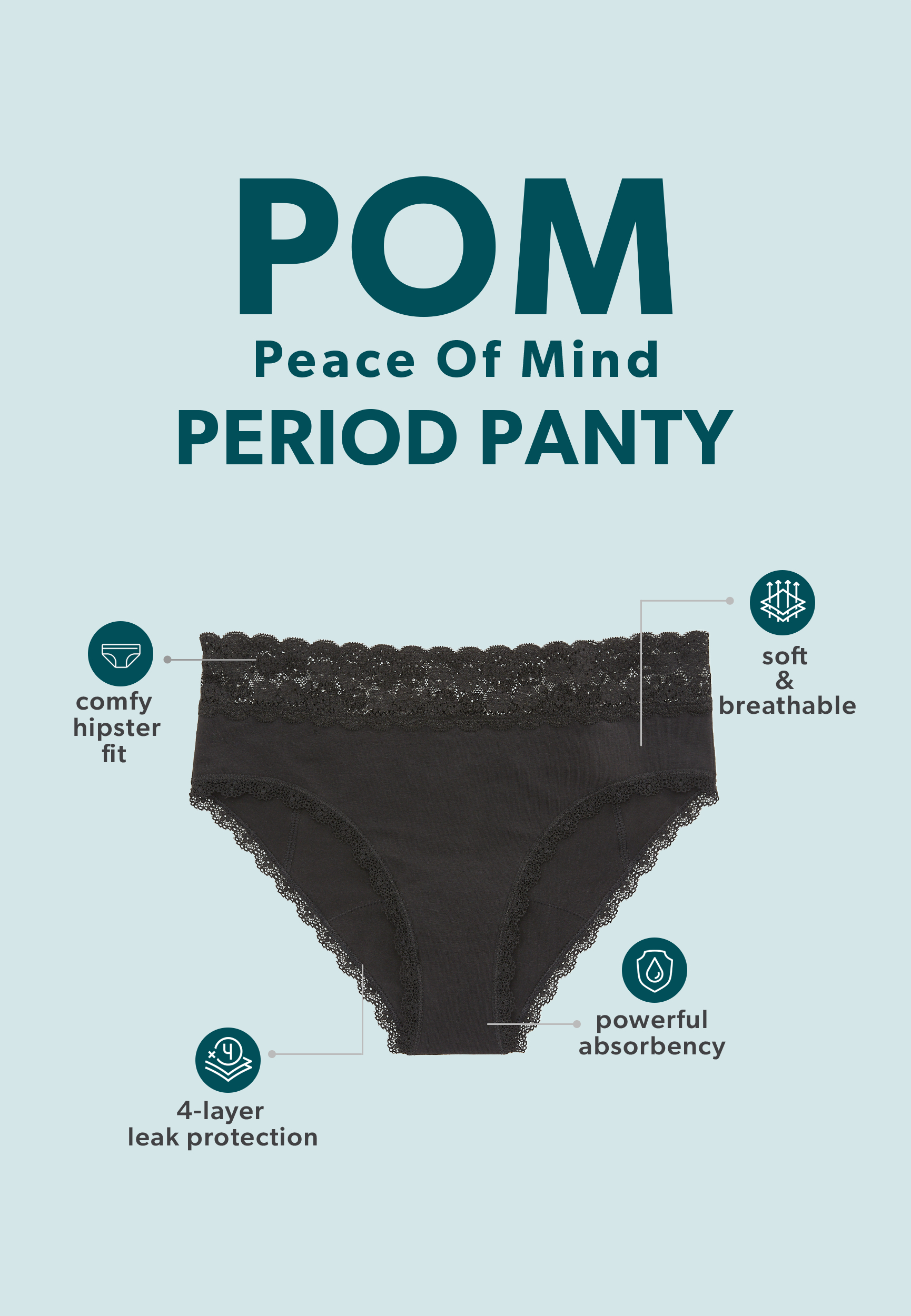 POM Black Period Hipster Panty, BLACK, large