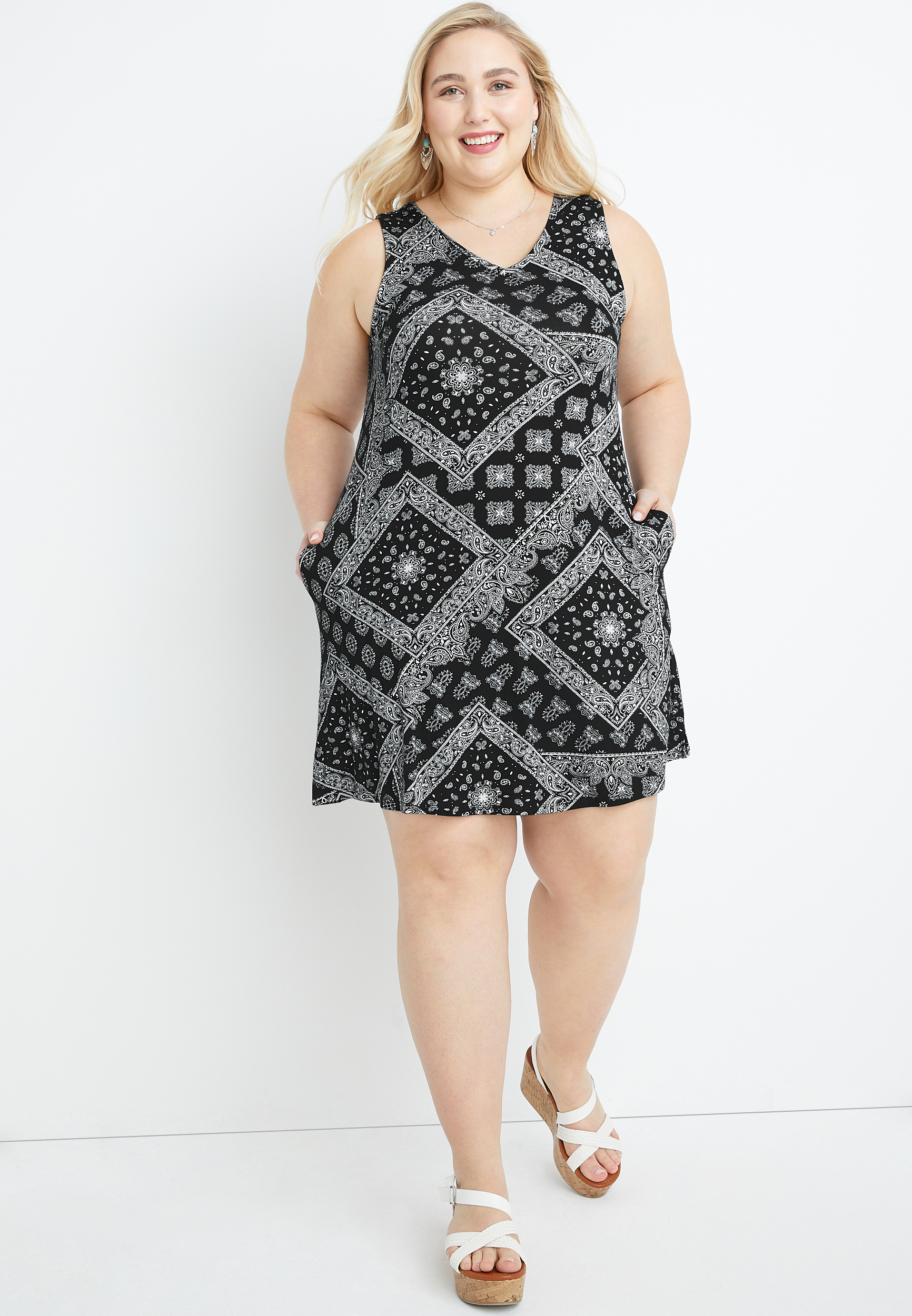 aline midi dresses Navy Contrast Stitch Denim A-Line Midi Dress