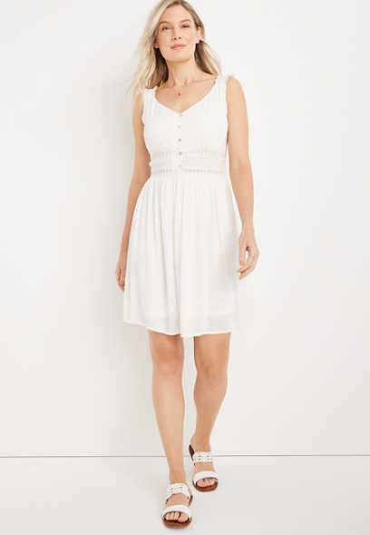 White Lace Babydoll Mini Dress