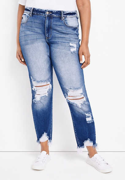 Plus Size KanCan™ Straight High Rise Ripped Jean