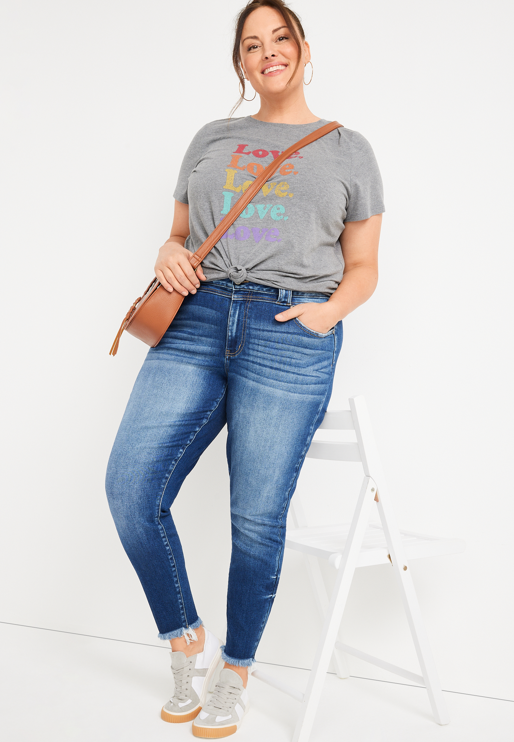 Plus Size KanCan&trade; Skinny Curvy High Rise Frayed Hem Jean, DARK SANDBLAST, large