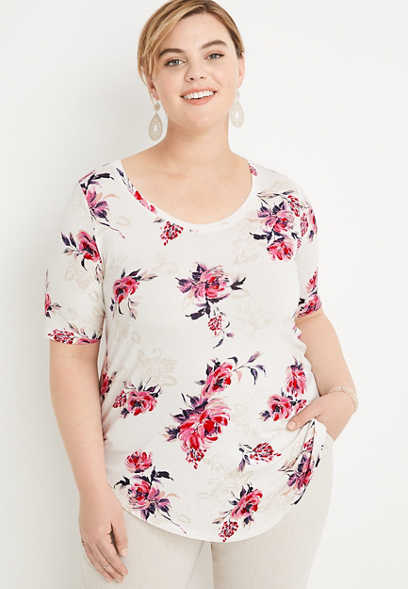 Plus Size 24/7 Flawless Floral Tunic Tee