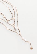 Gold and Gray Bead Layered Y Necklace, , small