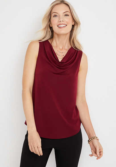 Solid Cowl Neck Tank Top