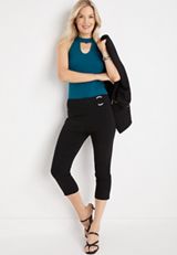 Solid High Neck Cut Out Tank Top, C3556, small