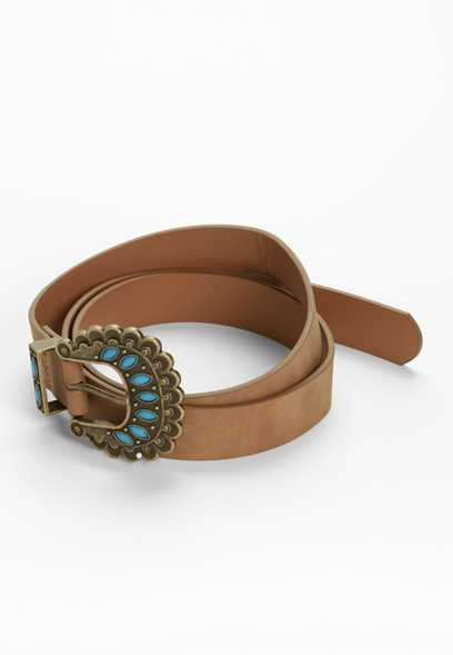 Brown Wide Turquoise Belt