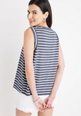 Notch Neck Sleeveless Tank Top, BLUE JASMINE COMBO, small