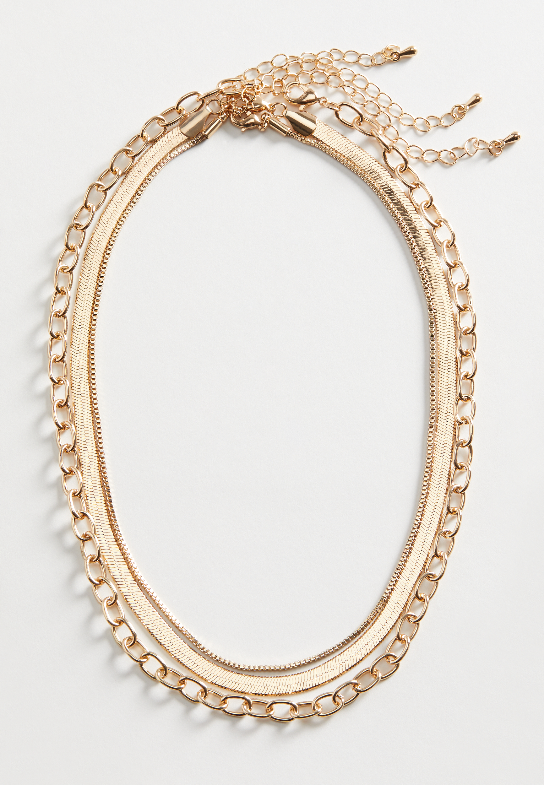 3 Piece Gold Chain Layered Necklace Set, , large