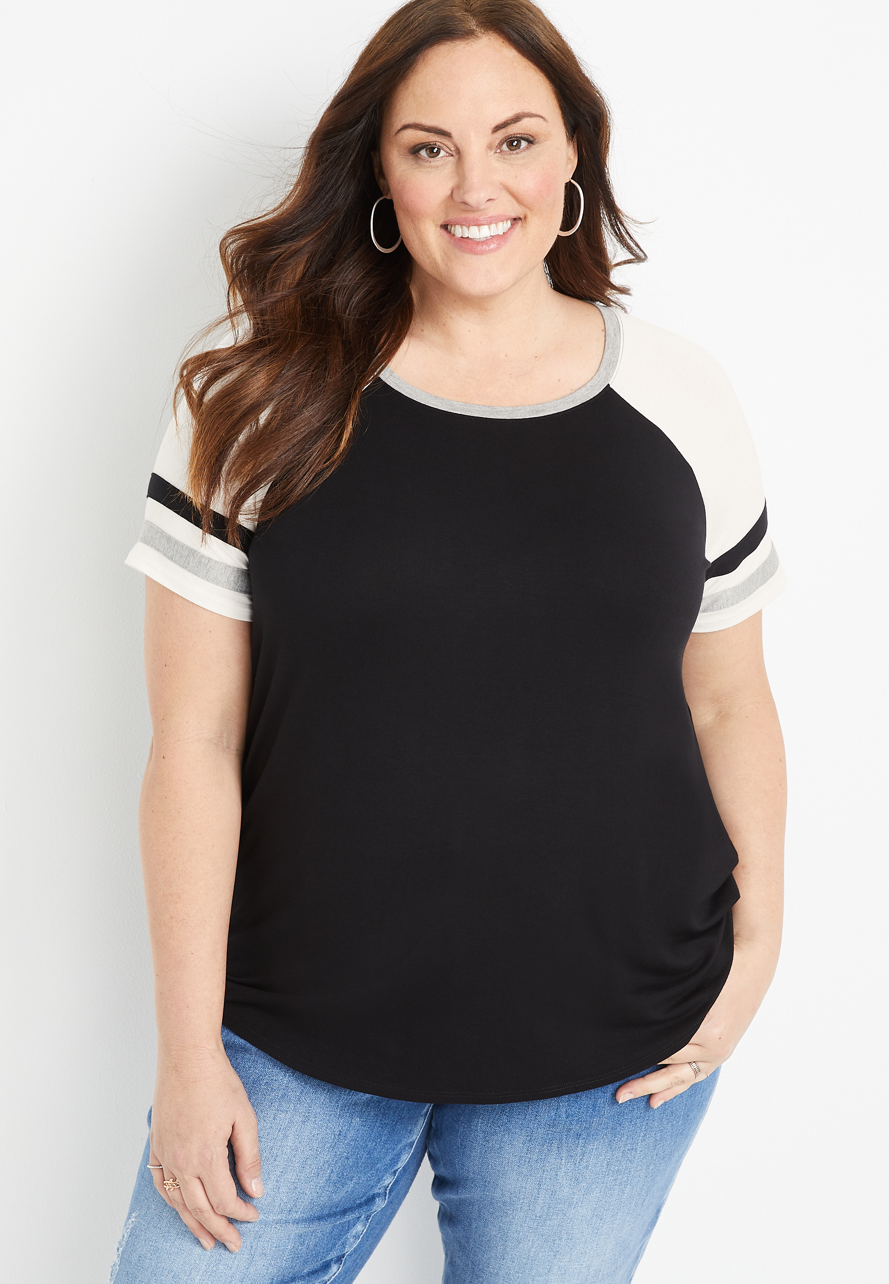 Plus Size Colorblock Baseball Tee maurices