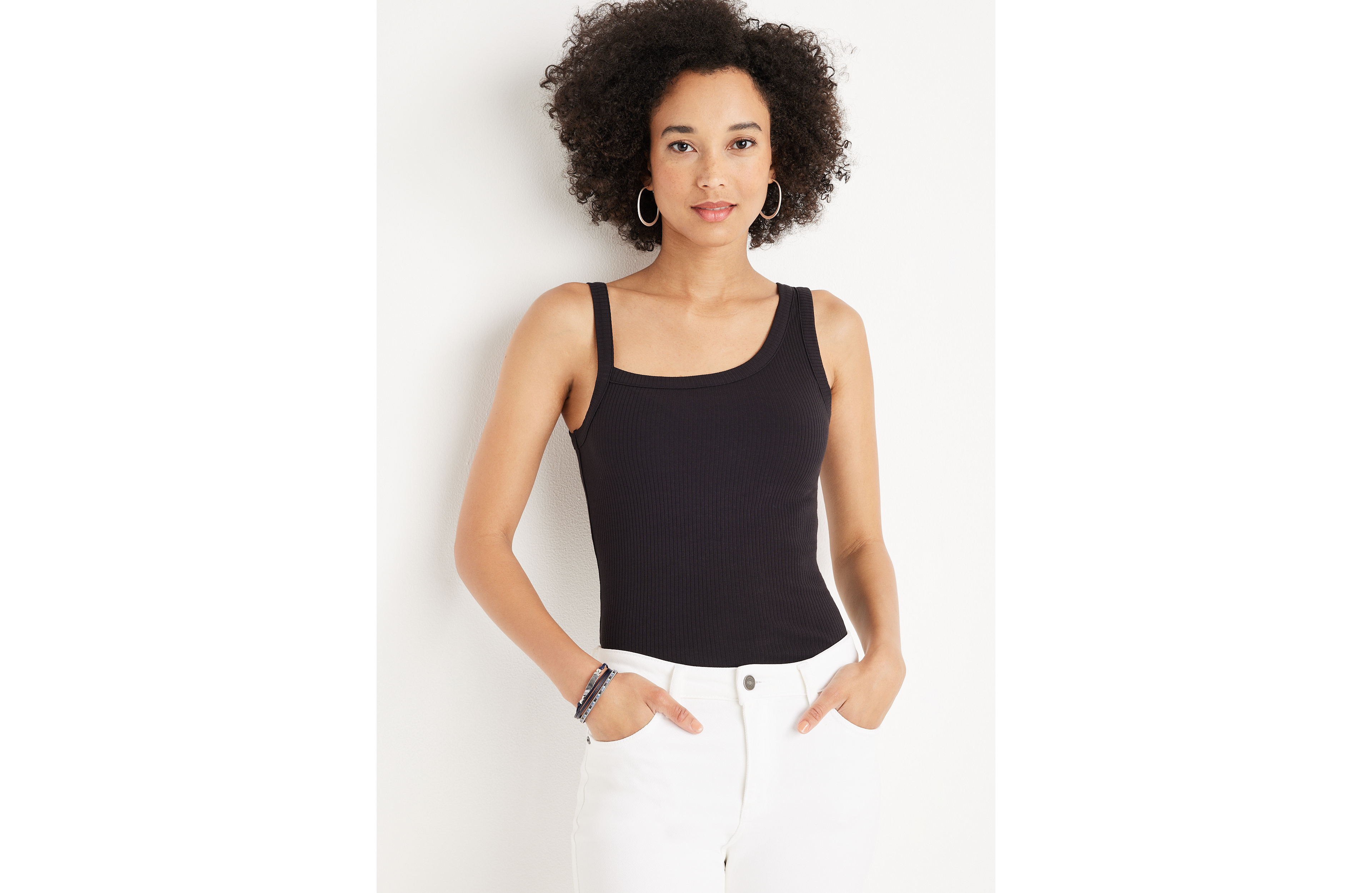 Ribbed Knit Asymmetrical Tank Top