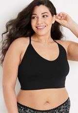 True Stretch Seamless Simple Strap Bralette, BLACK, small