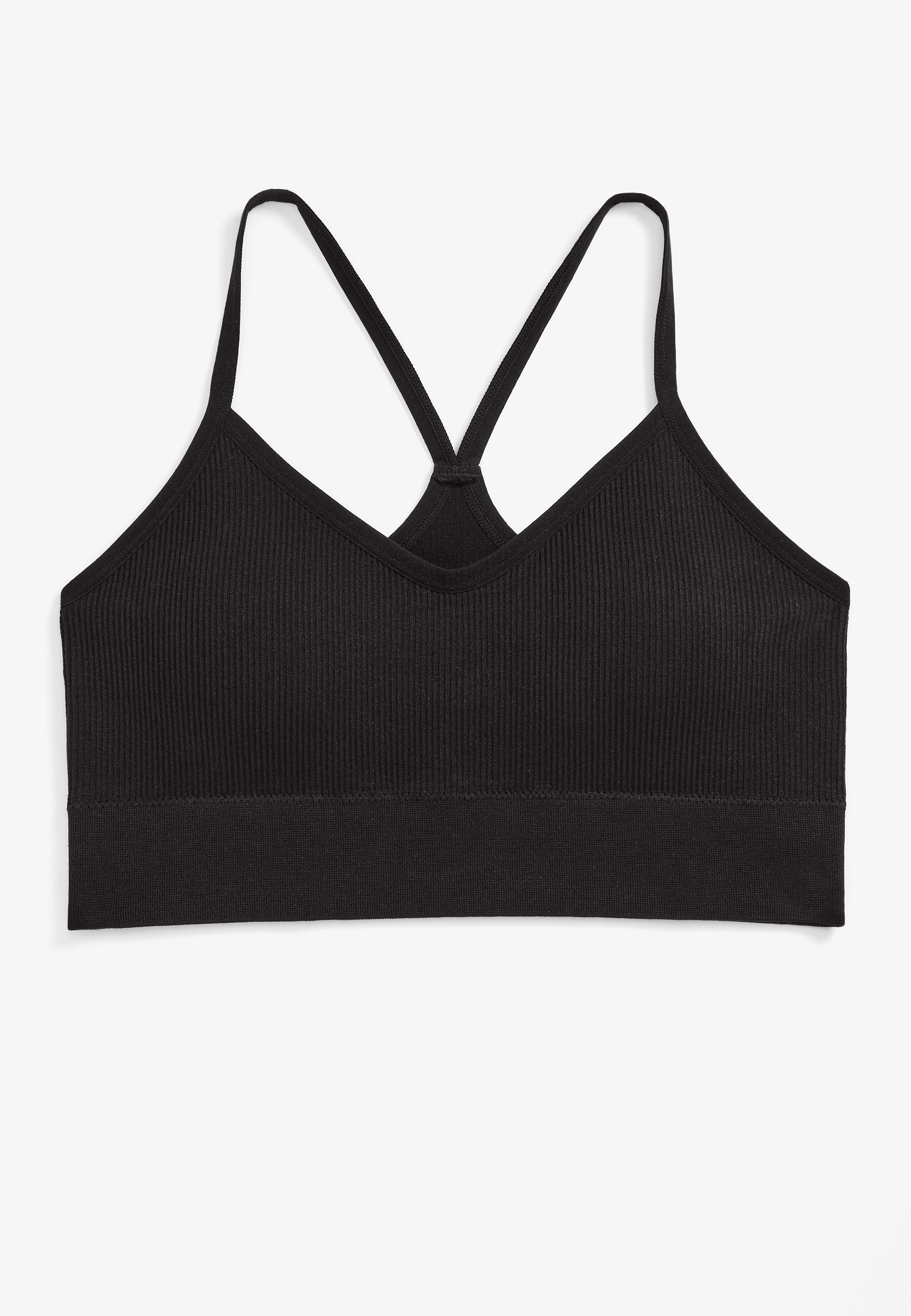 True Stretch Seamless Simple Strap Bralette, BLACK, large