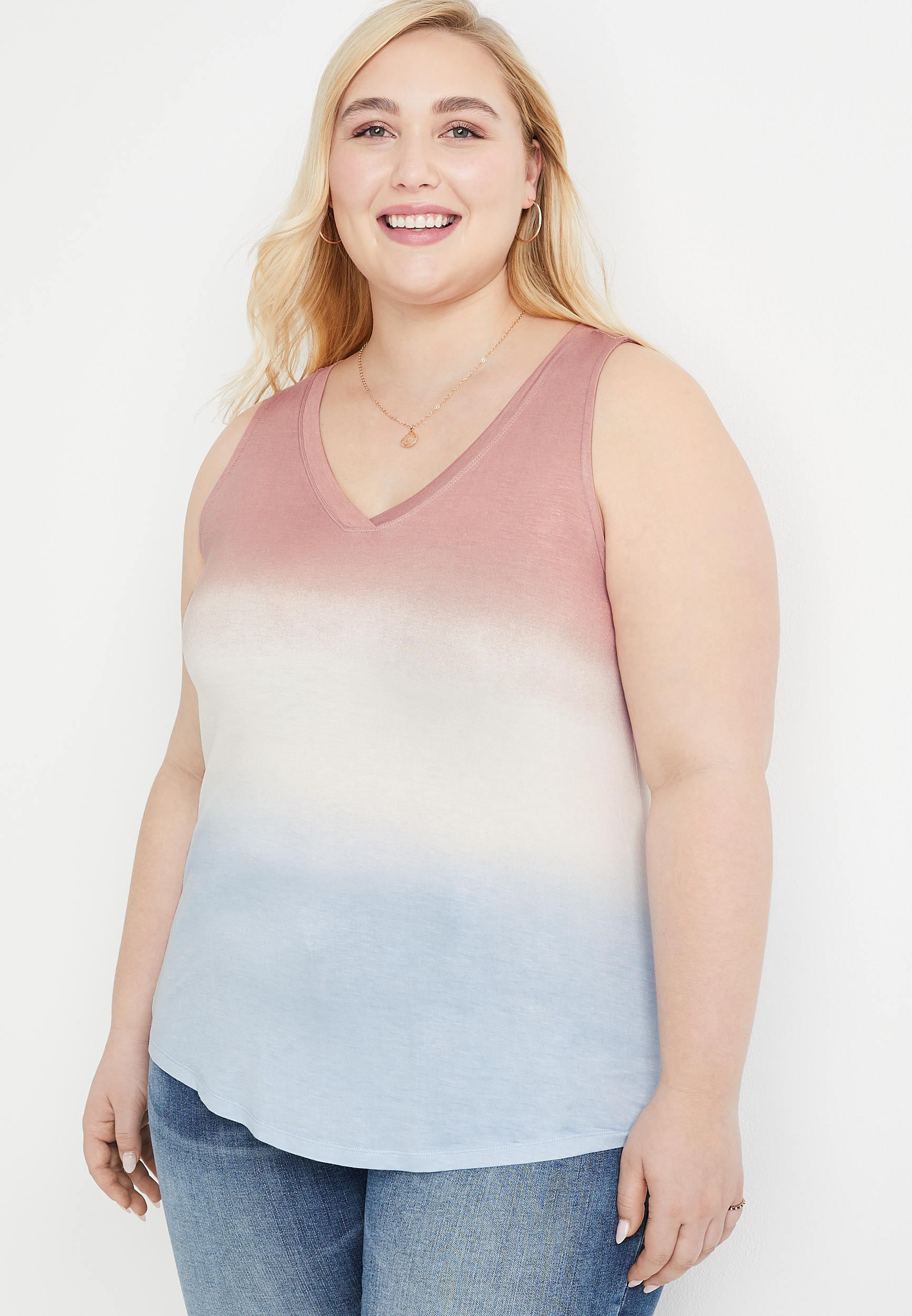 Plus Size 24/7 Flawless Ombre V Neck Tank Top maurices