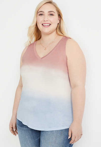 Plus Size 24/7 Flawless Ombre V Neck Tank Top