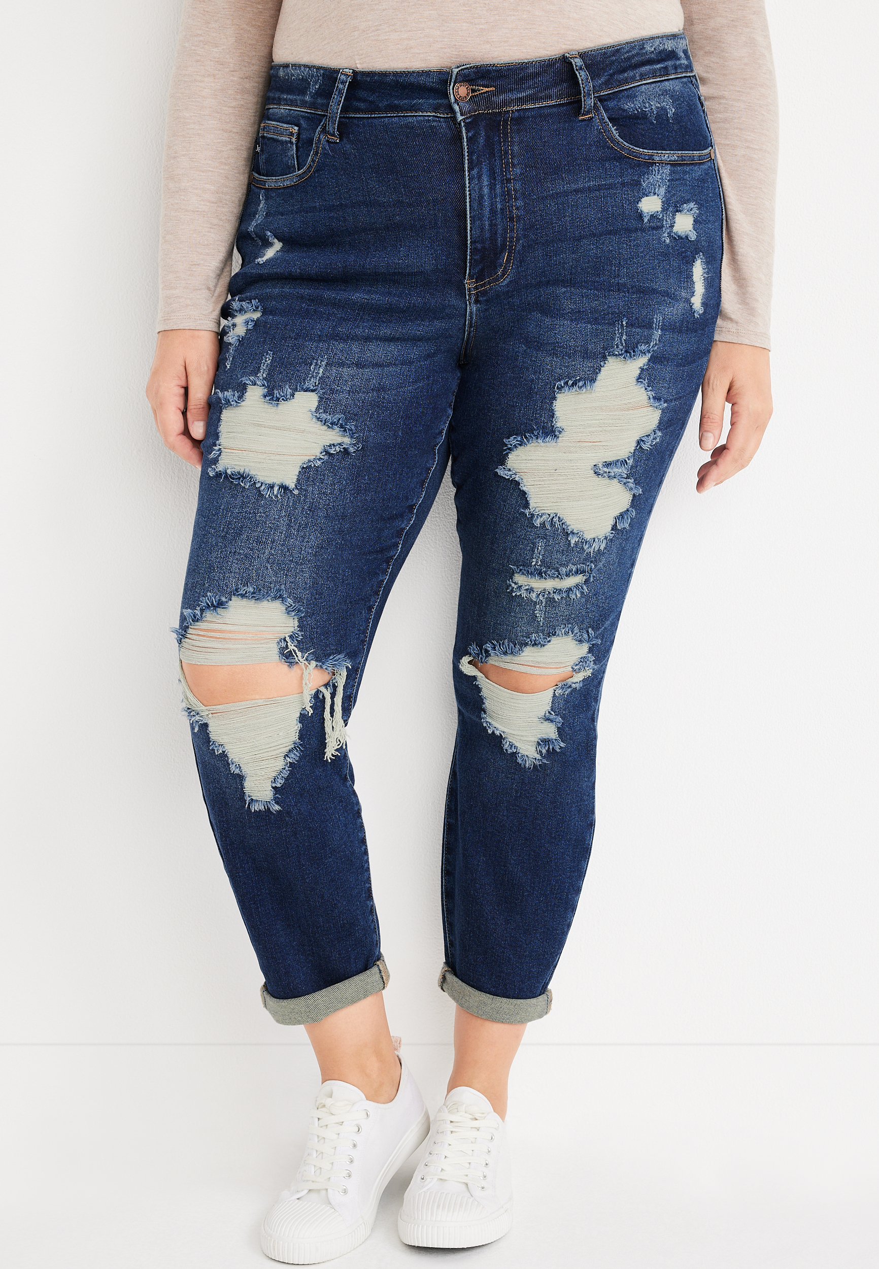 Plus Size Judy Blue® High Rise Ripped Boyfriend Jean | maurices